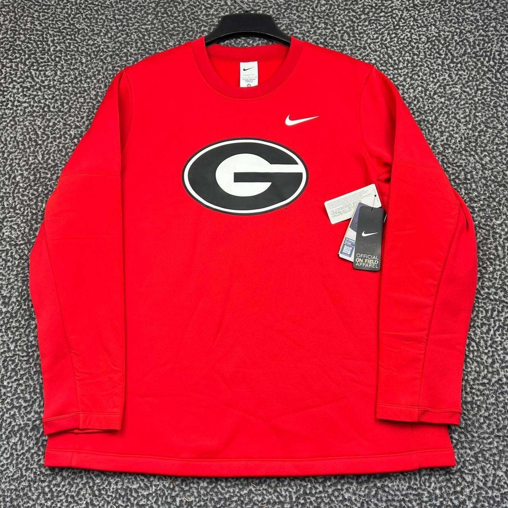 Nike Georgia Bulldogs Therma-FIT Sweatshirt Men Large Red Pullover Crewneck New